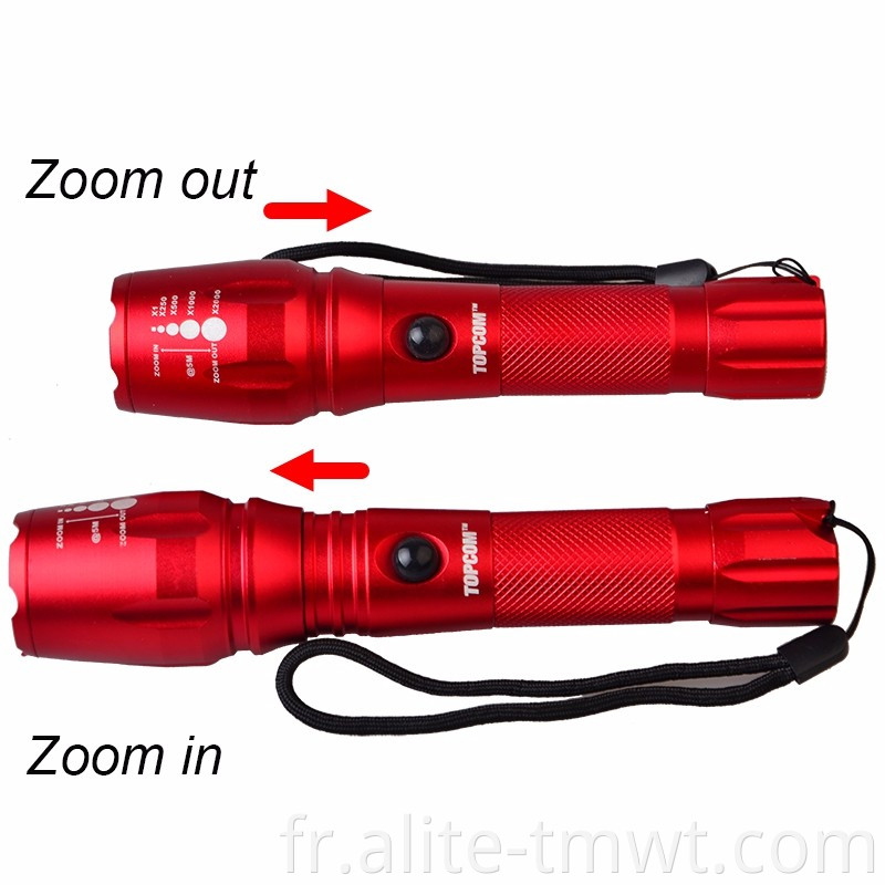 Euro CE 10W XML T6 Lampe de poche de torche LED rechargeable avec fonction stroboscopique